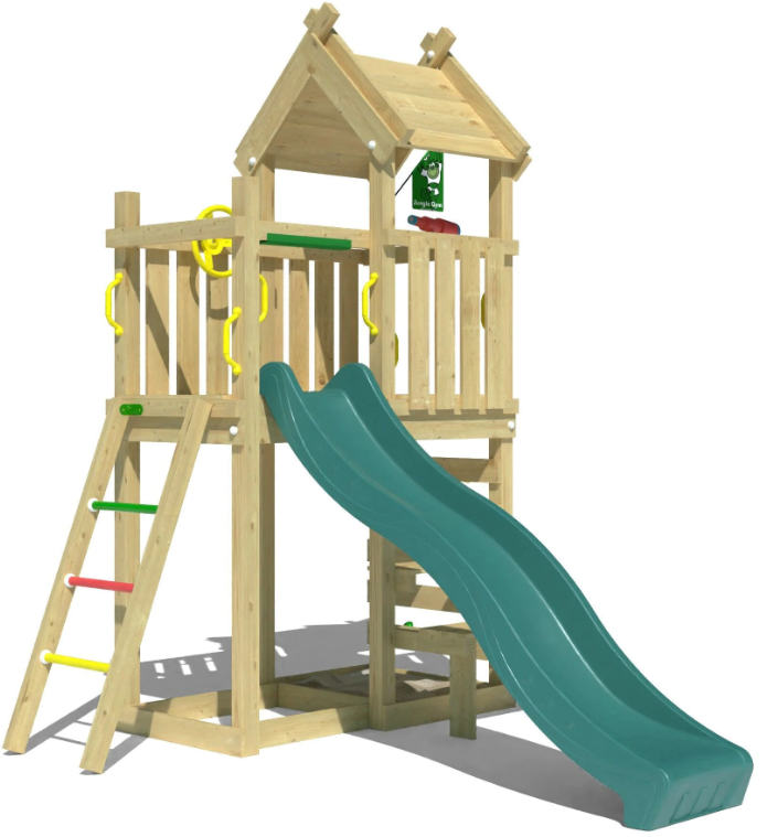 Jungle Teepee | Wooden climbing frame with slide & picnic table
