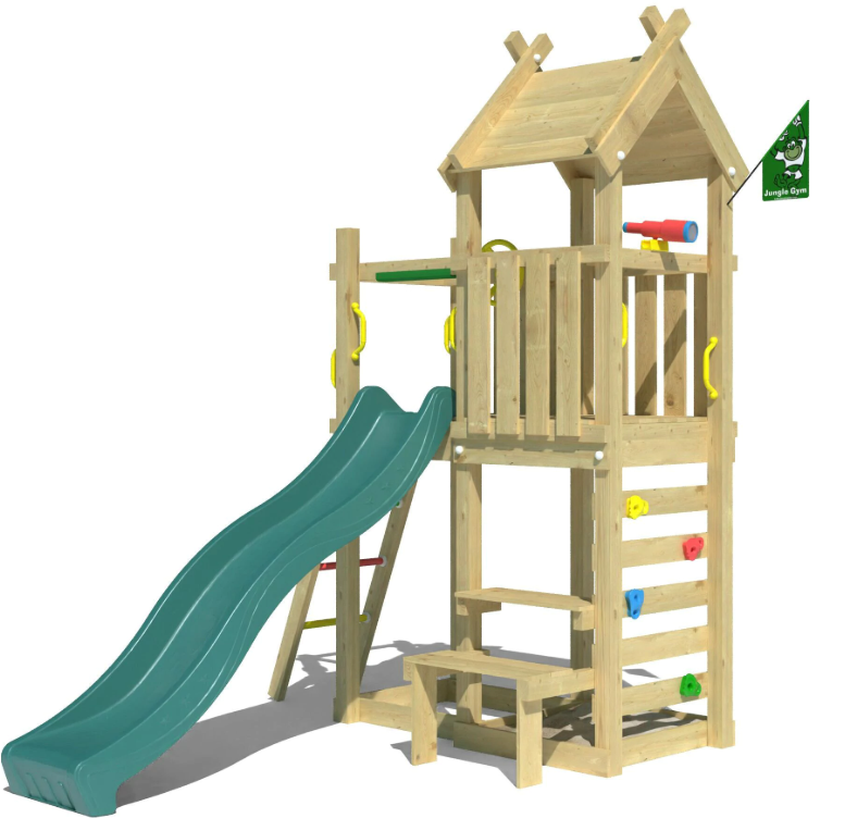 Jungle Teepee | Wooden climbing frame with slide & picnic table