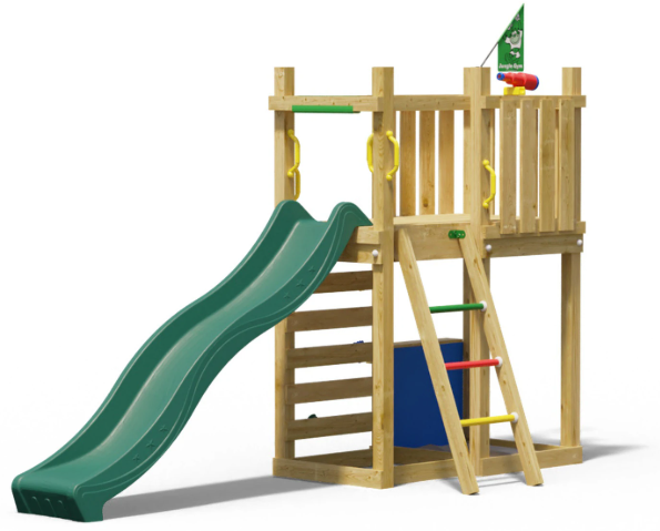 Jungle Nest | Wooden climbing frame with slide & market stall