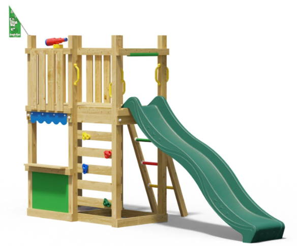 Jungle Nest | Wooden climbing frame with slide & market stall