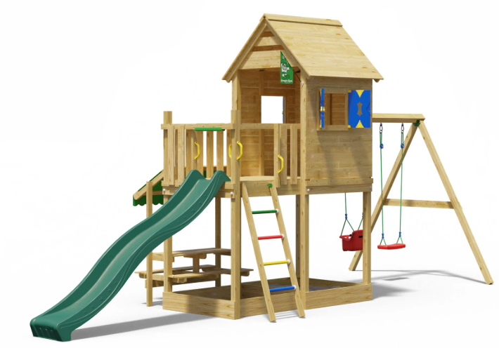 Jungle Cabana | Tower playhouse with double swing