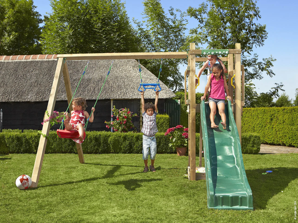 Jungle Tower | Wooden climbing frame with double swing