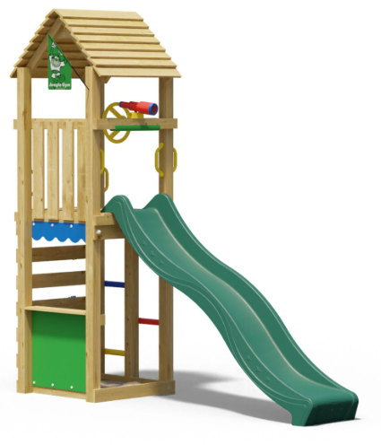 Jungle Nook | Wooden climbing frame with slide & market stall