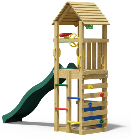 Jungle Nook | Wooden climbing frame with slide & market stall