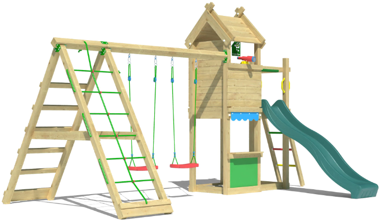 Jungle Resort | Tower playhouse with swings & climbing net