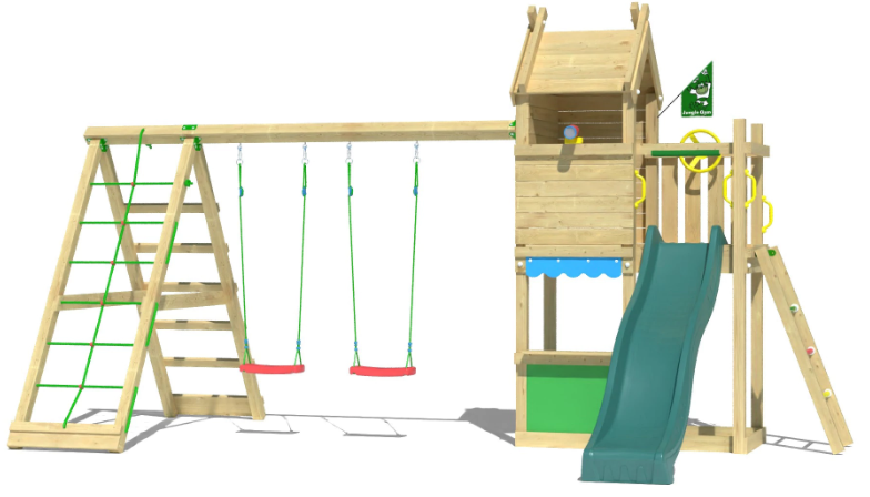 Jungle Resort | Tower playhouse with swings & climbing net