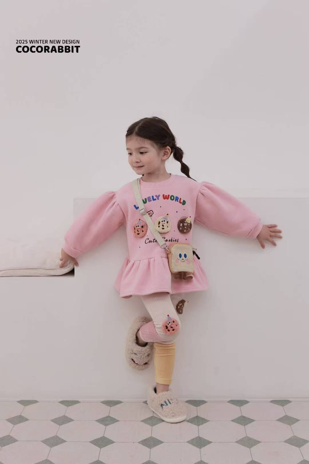 CRB11D032PK coco rabbit lovely粉紅曲奇派對衛衣裙連麵包袋