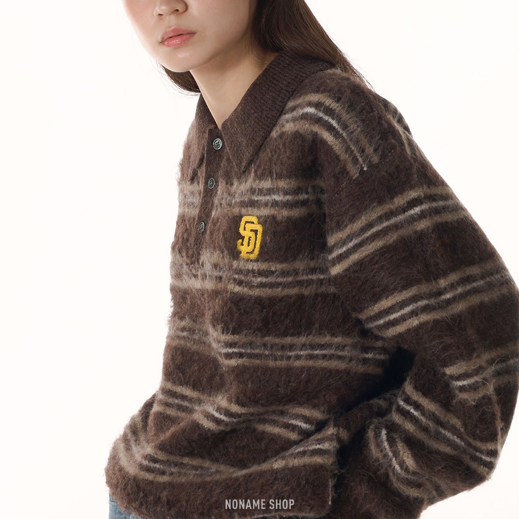 Perushu × MLB 聯名款 馬毛 針織 POLO衫 長袖 三色 (男/女同款)