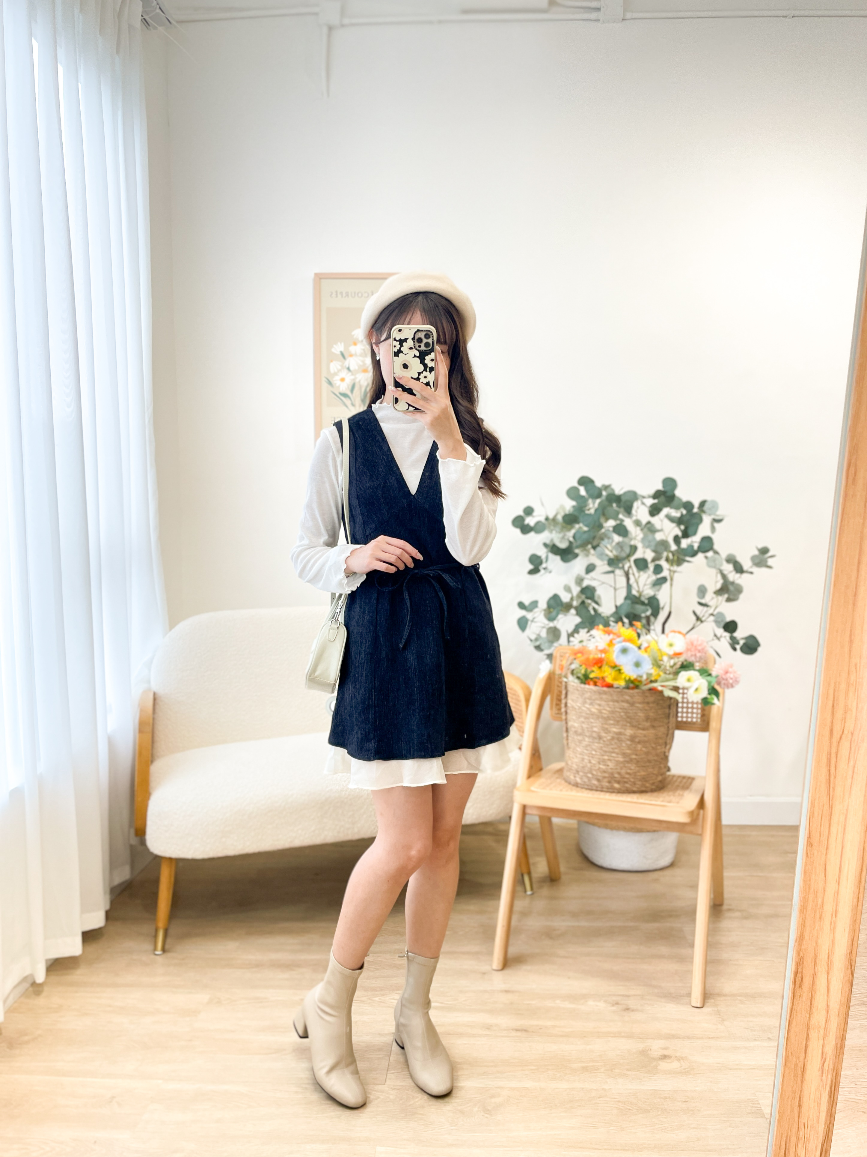 OP678 Indigo Corduroy Layered Dress