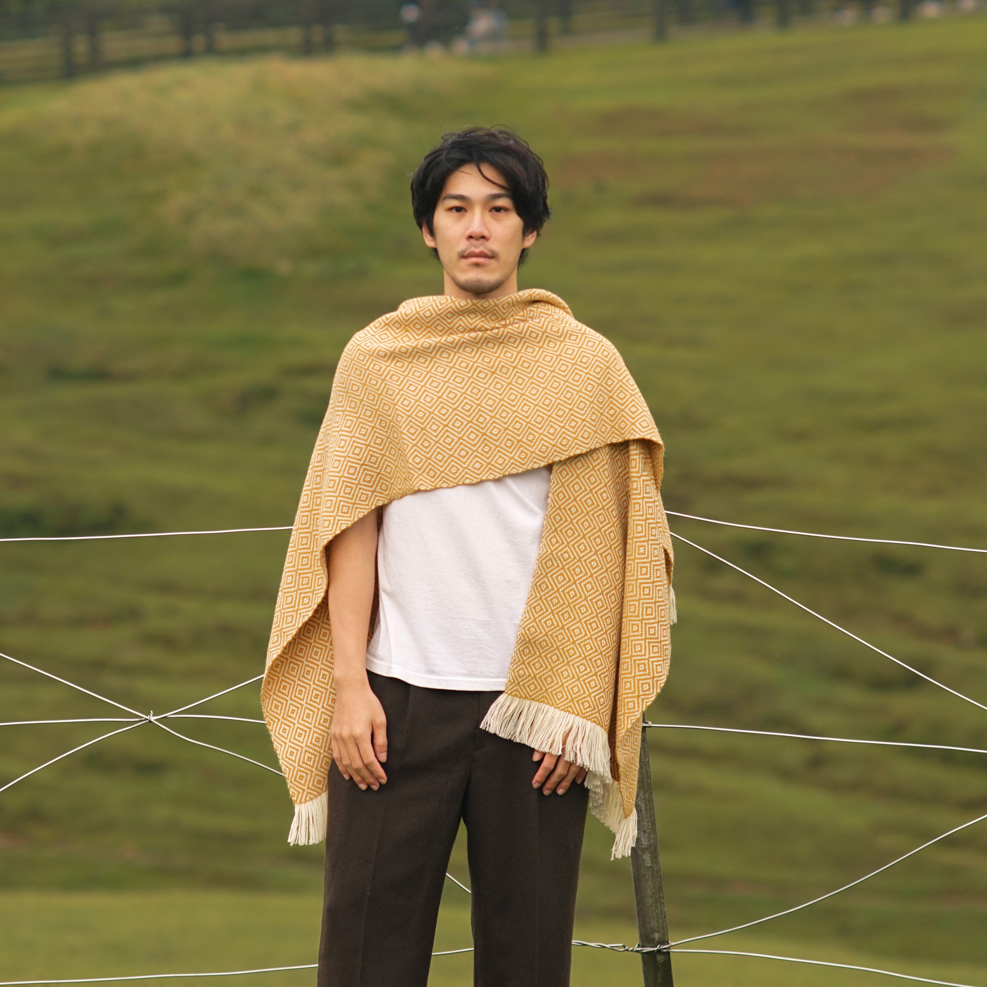 【限量】安地斯羊駝斗篷｜赭黃｜秘魯