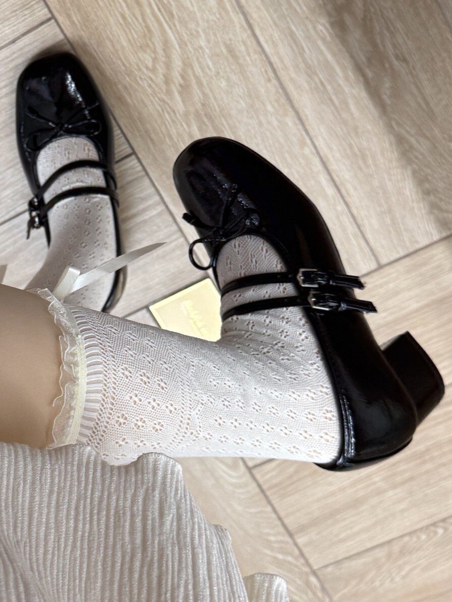 <零碼> 24cm- Rockfish 漆皮方頭瑪麗珍鞋 黑色 四公分高