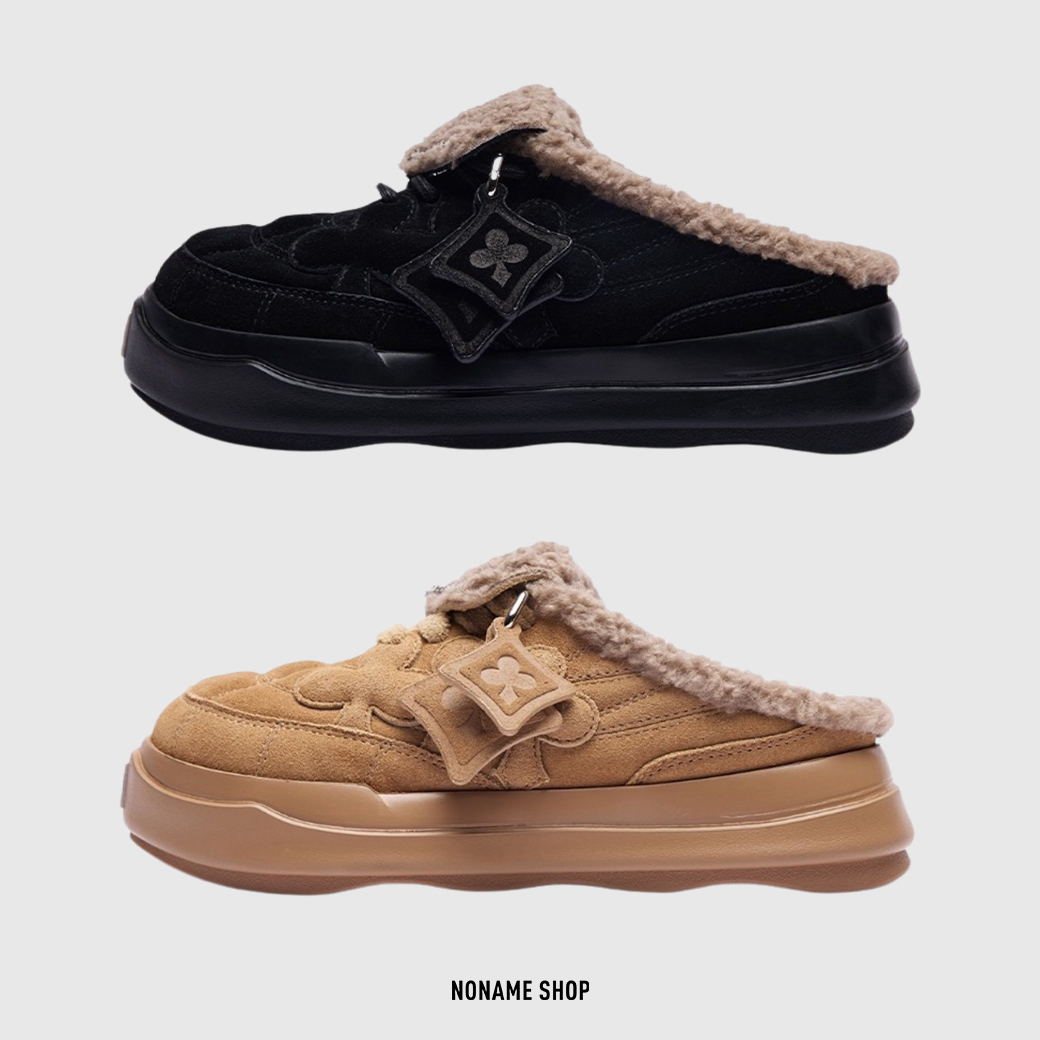 SHOOT BRAND 重組系列 翻鞋舌 秋冬 加絨 毛毛 麂皮 厚底 懶人鞋 兩色 (男/女同款)