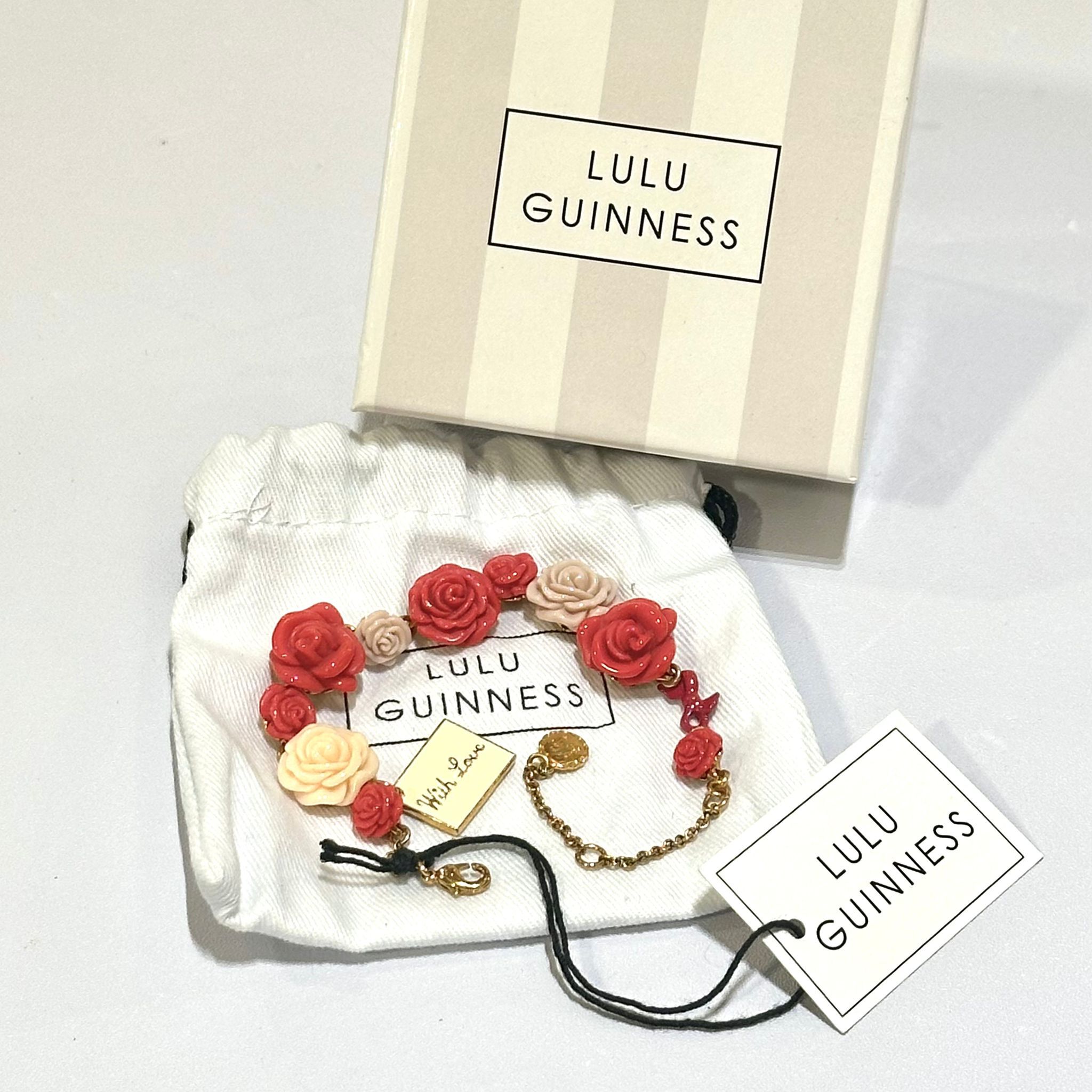 全新LULU GUINNESS 手鏈 桃紅/粉紅色玫瑰花  ROSES BRACELET WITH LOVE #BRAND NEW #香榭站正品