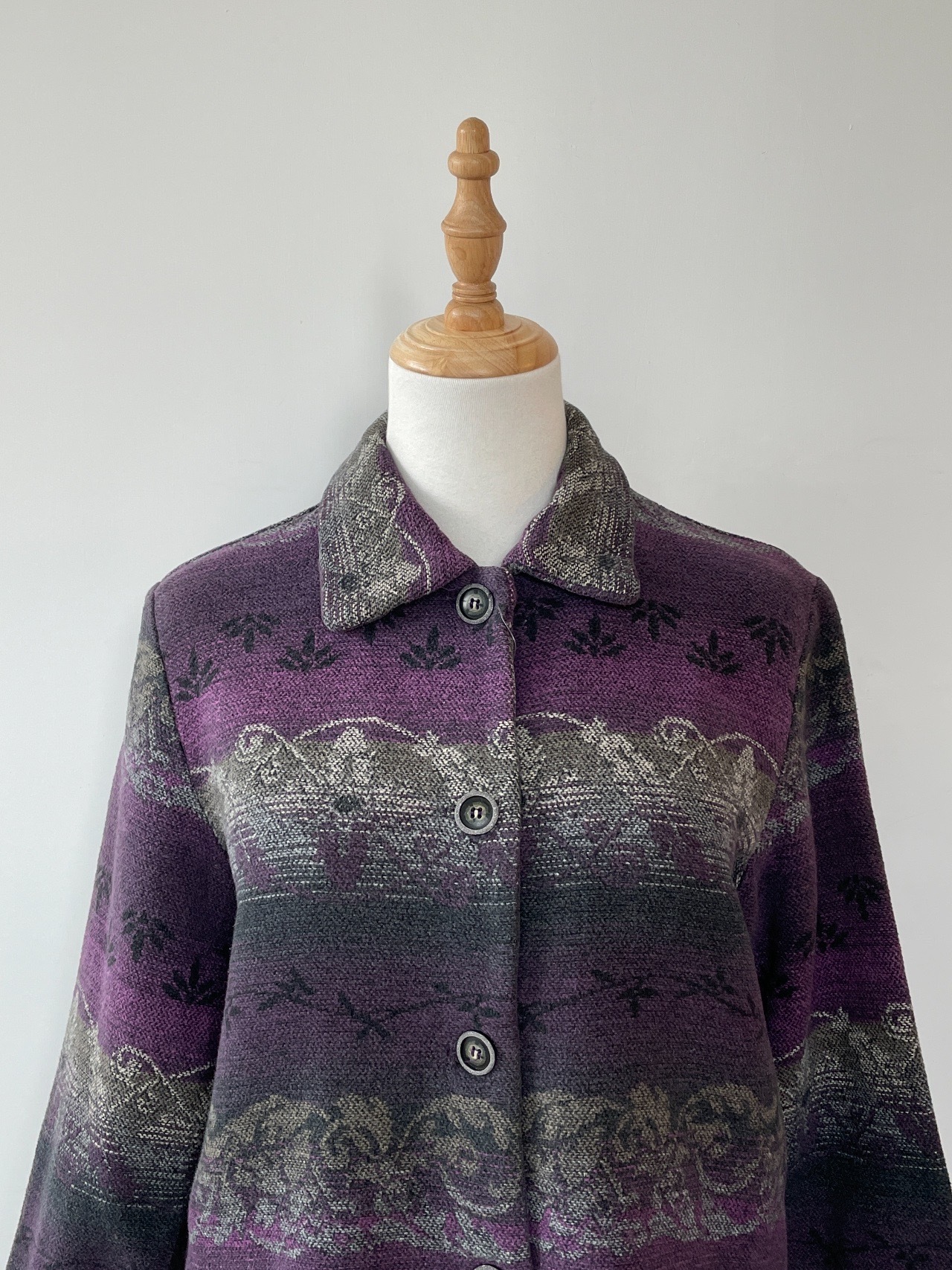 美國製灰紫色藤蔓針織長袖外套