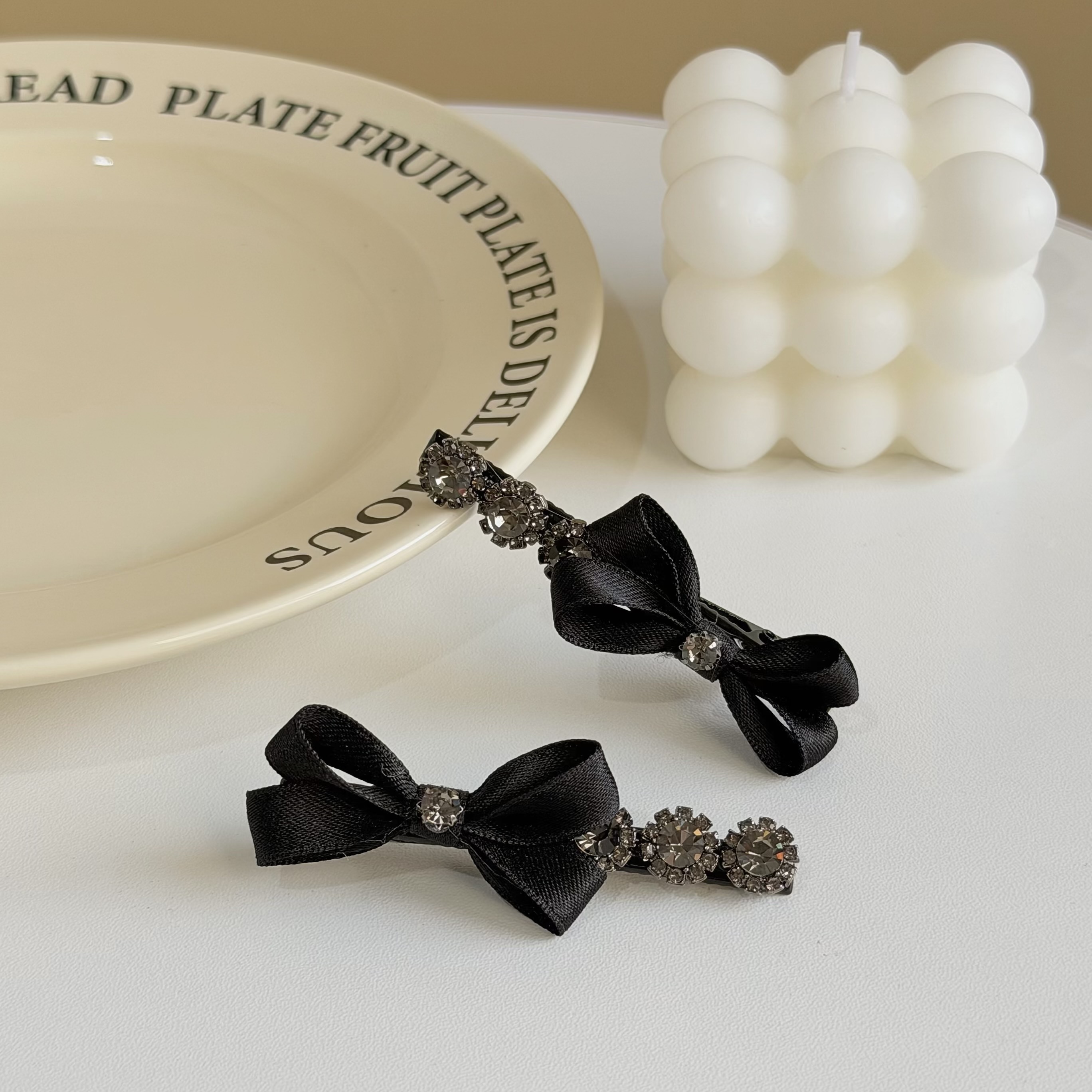 Z378水鑽蝴蝶結一字壓夾【單支】