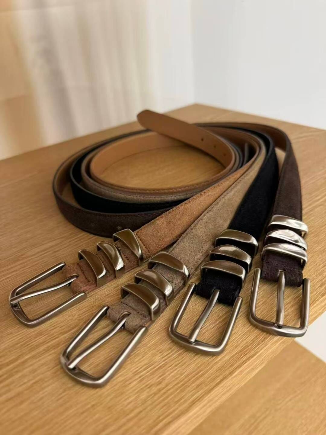 BT5101 三腰结意大利牛皮麂皮腰帶