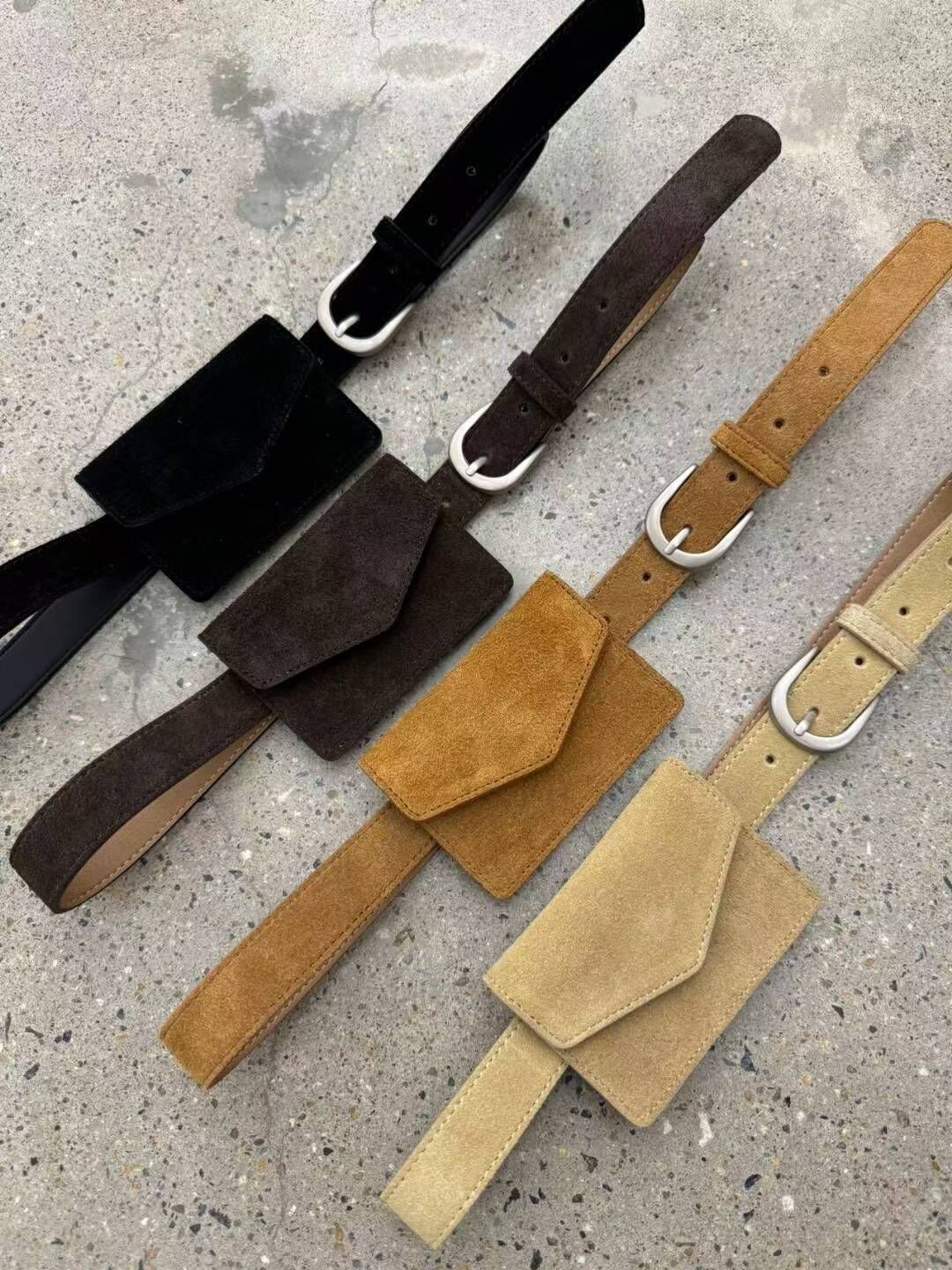 BT5102 意大利牛皮麂皮腰帶腰包