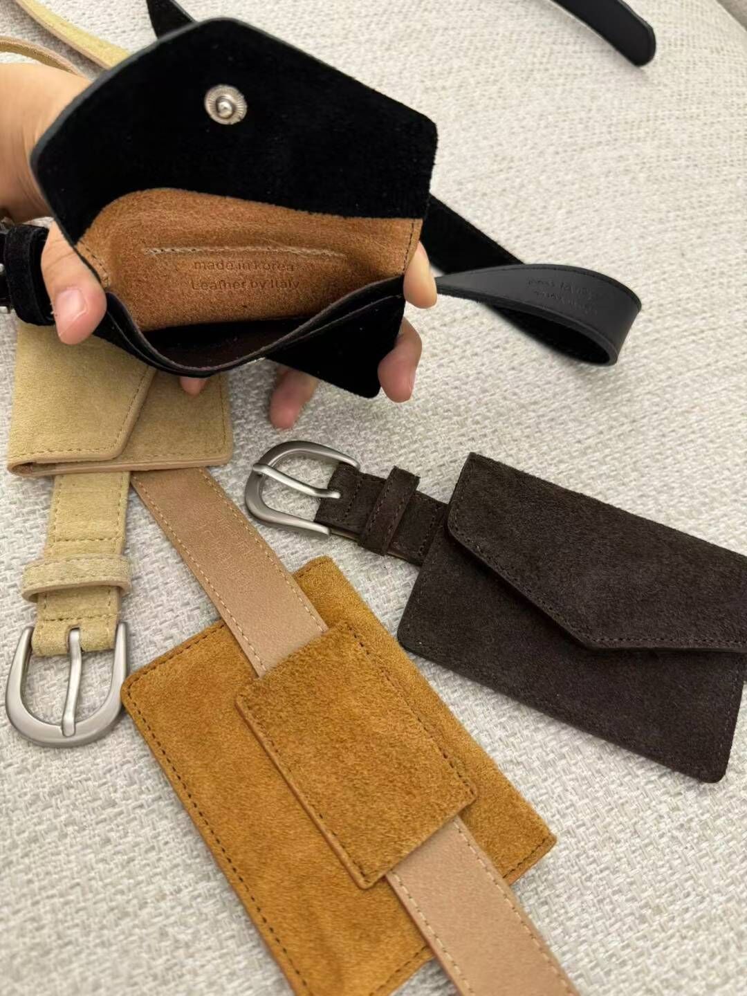 BT5102 意大利牛皮麂皮腰帶腰包