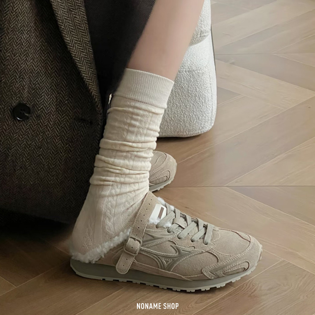 MIZUNO LG 60S SLIPPER 刷毛 加絨 復古 穆勒鞋 懶人鞋 兩色 (女款)