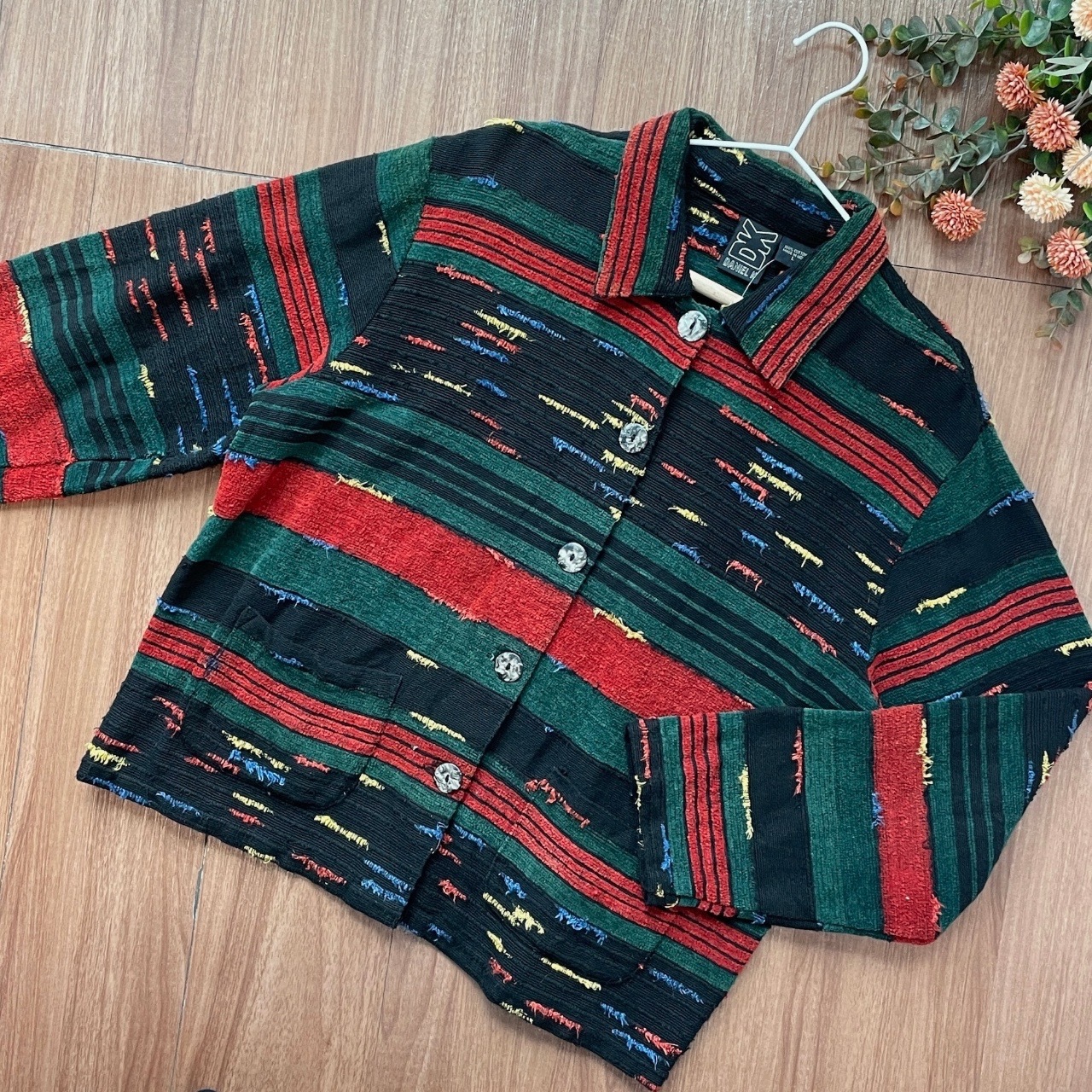 民族風間紋中性針織長袖外套