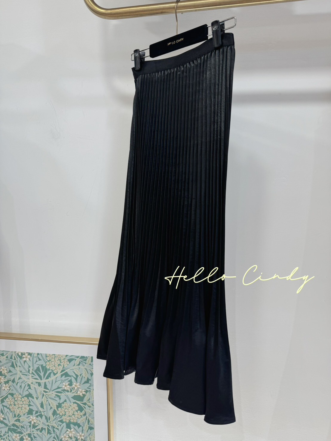 B10021-Cindy自留高級感滿滿的優雅微光澤百褶長裙