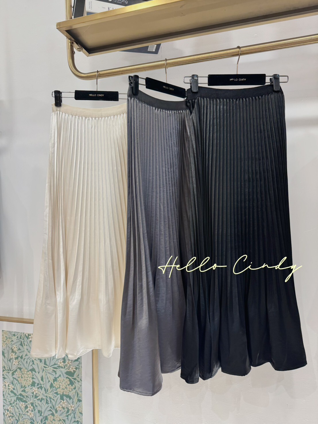 B10021-Cindy自留高級感滿滿的優雅微光澤百褶長裙