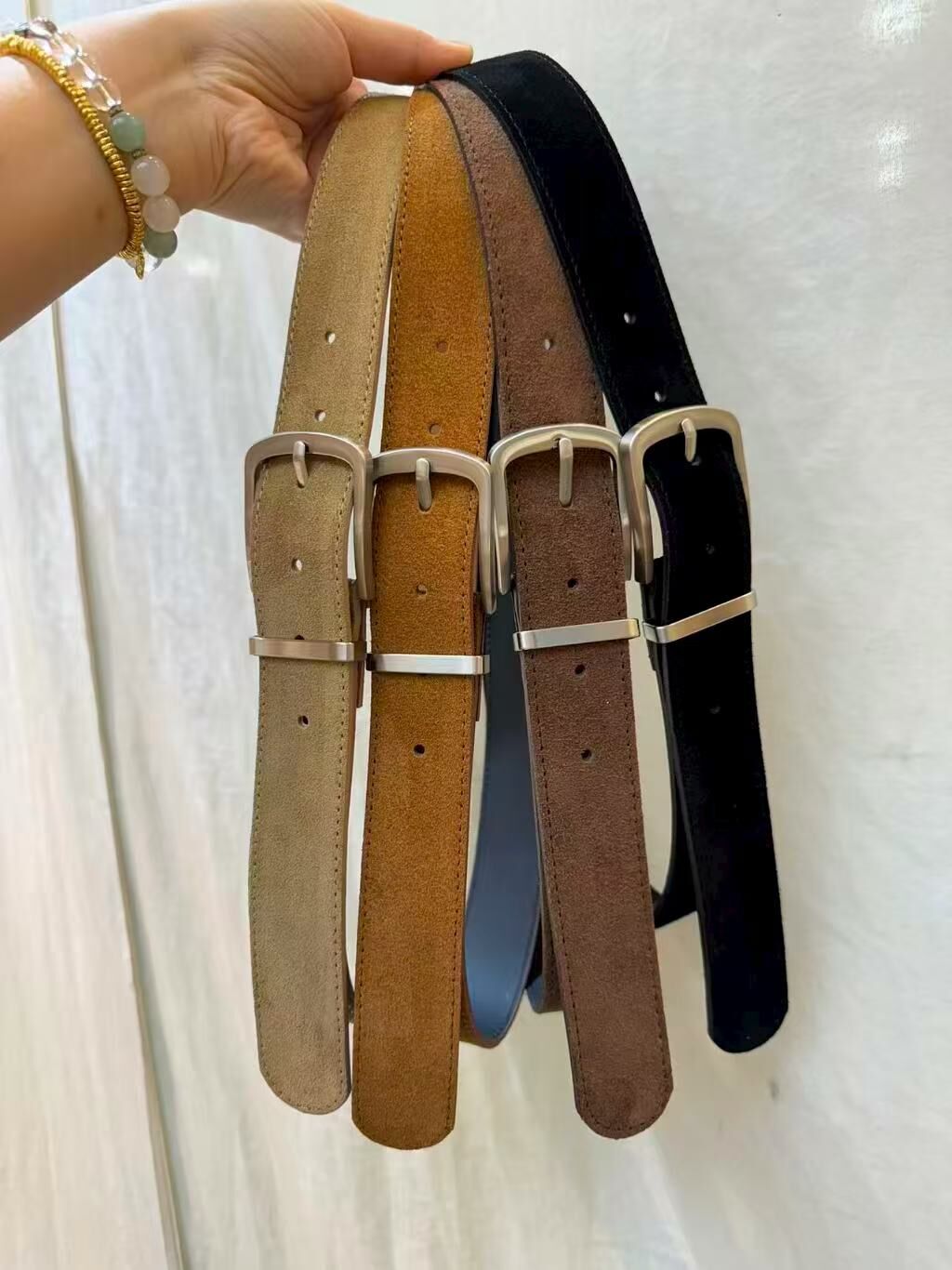 BT5106 義大利牛皮麂皮寬皮帶