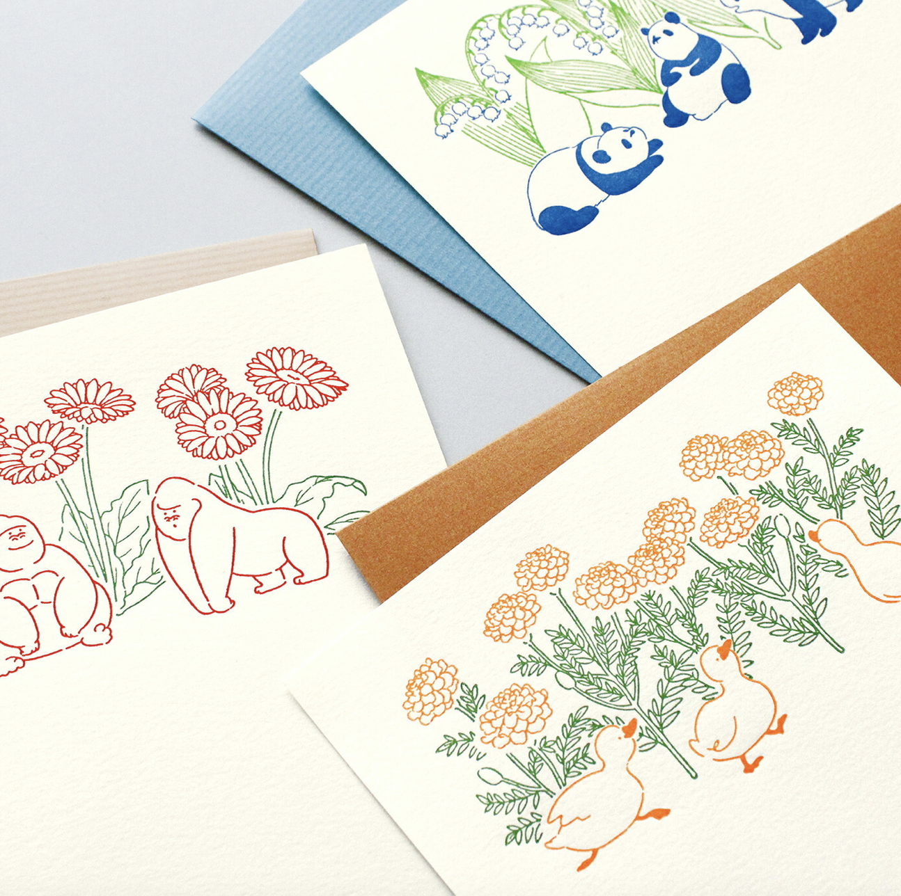 EL COMMUN｜花田與動物 孔版印刷 信紙信封組  (三款可選)