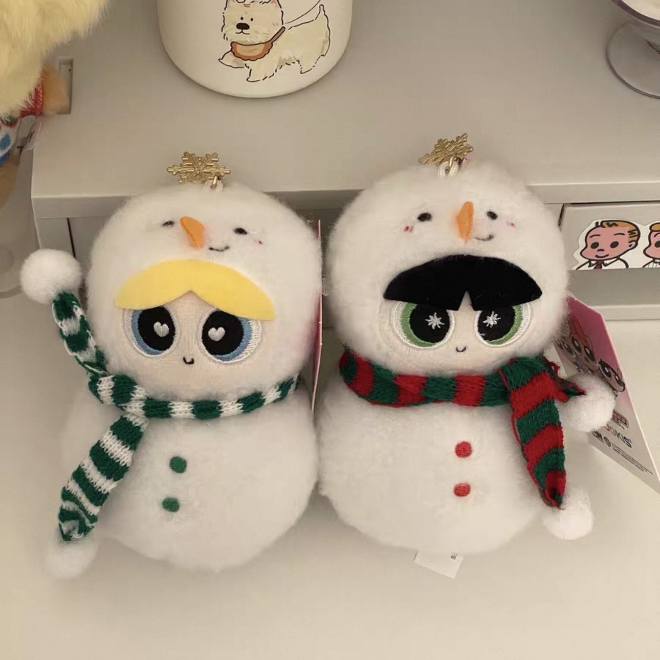 飛天小女警 冬季雪人系列 毛絨玩具 吊飾 花花 泡泡 毛毛