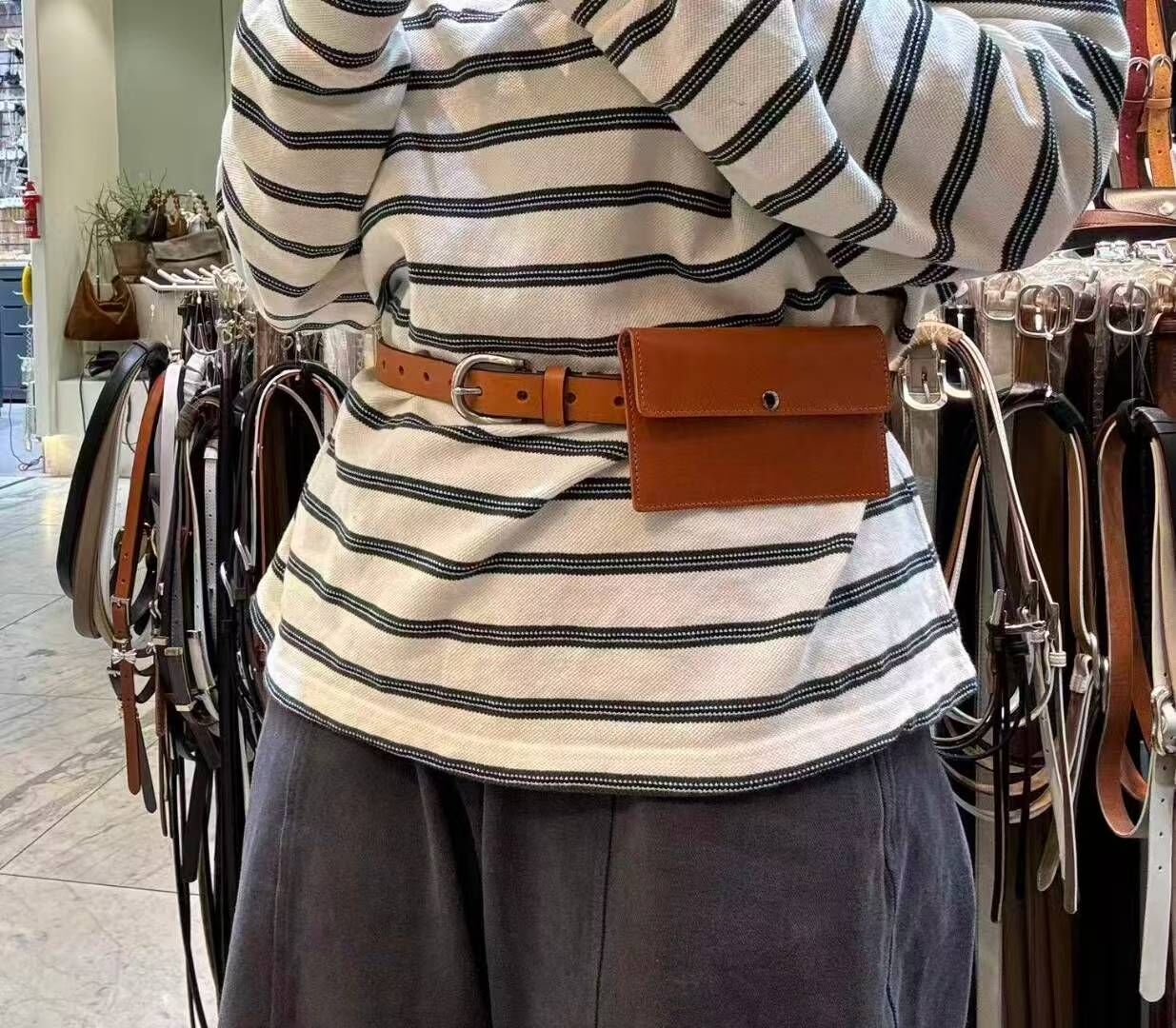 BT5114 光面牛皮腰帶腰包套裝