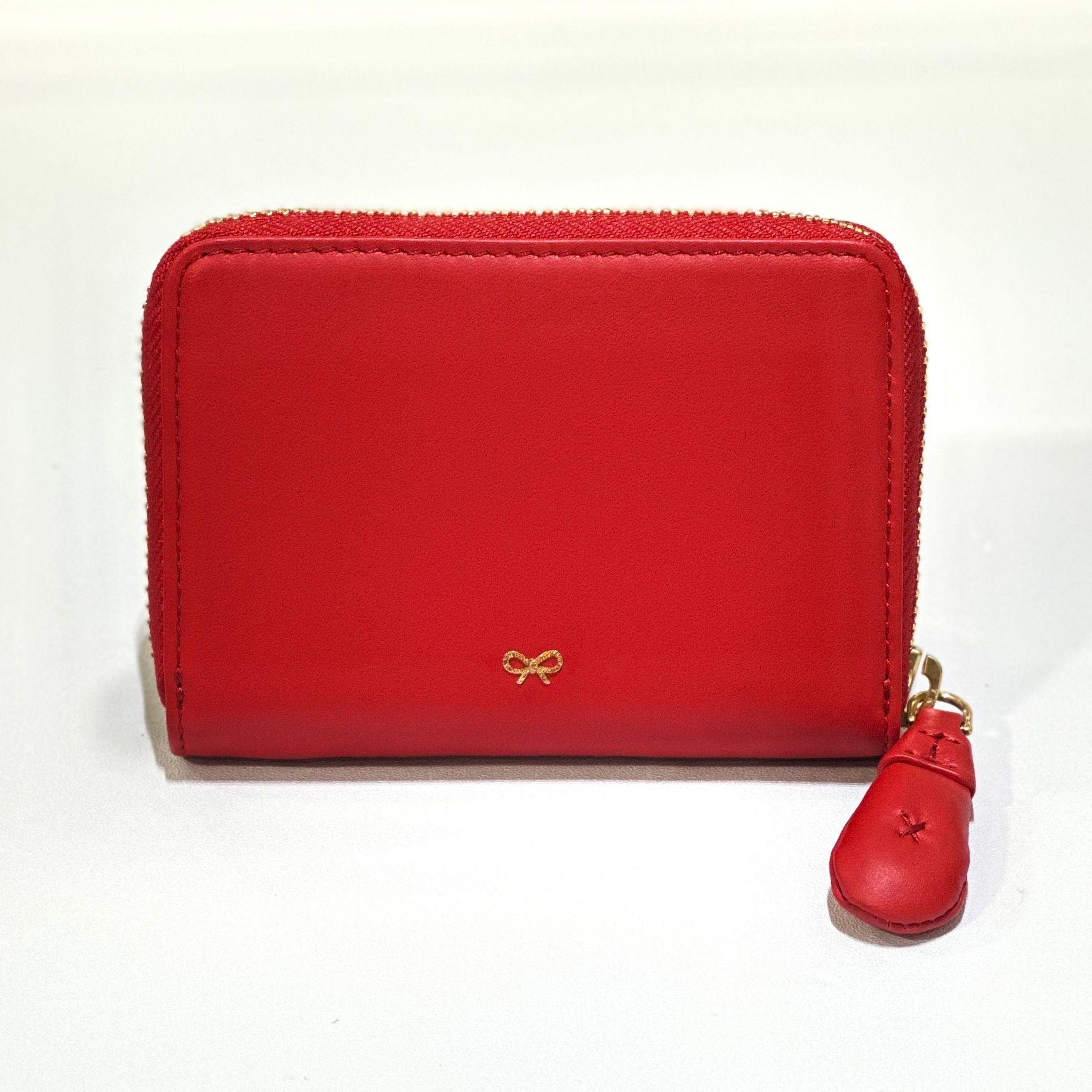 本週特價!!! 全新ANYA HINDMARCH 零錢包/短銀包/卡片套 紅色金扣小牛皮 124348 COMPACT WALLET #BRAND NEW #香榭站正品