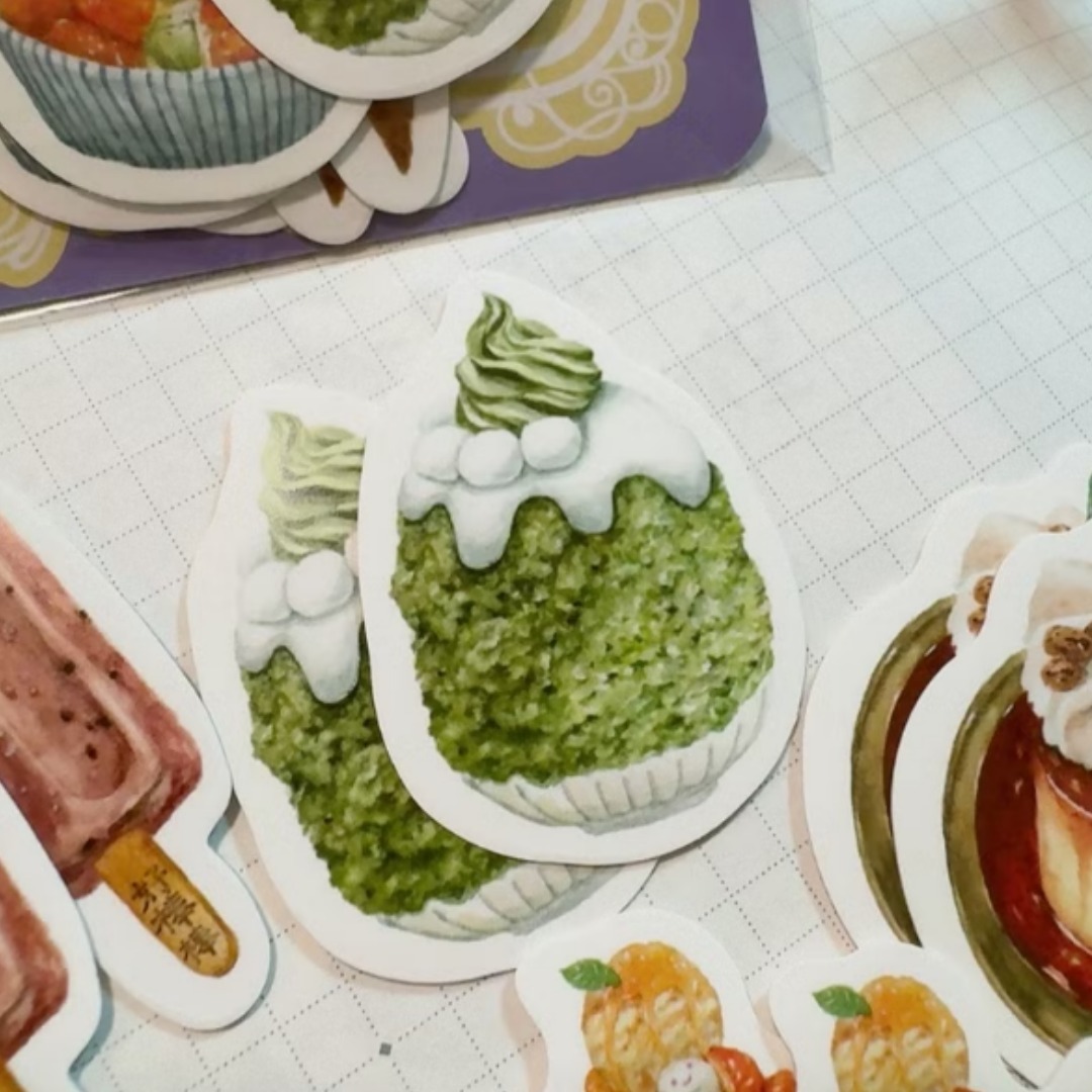 冰品 下午茶時光小貼紙組 珠光防水貼紙｜針線球 Yarnball 台灣