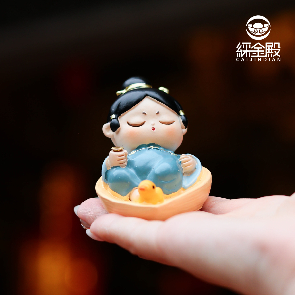唐朝少女香插盤-加油小鴨｜擺件｜線香盤｜禪意｜公仔｜療癒｜居家生活【綵金殿】