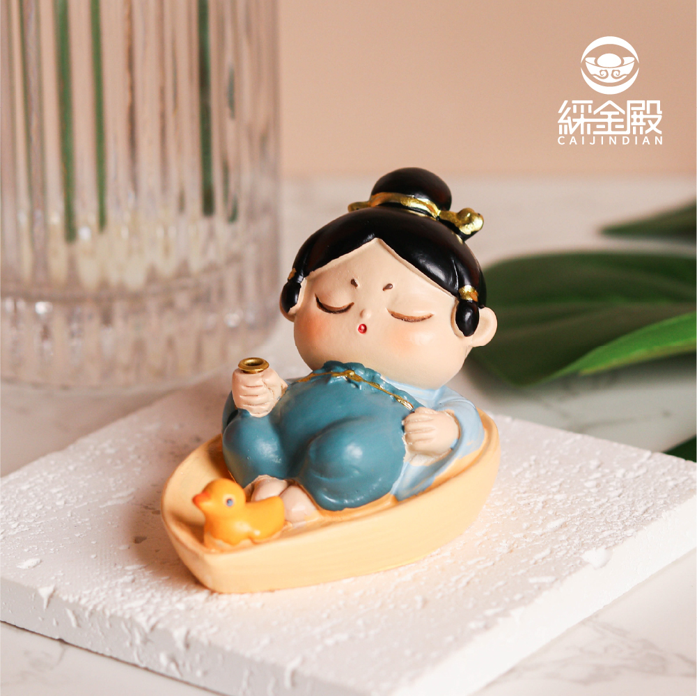 唐朝少女香插盤-加油小鴨｜擺件｜線香盤｜禪意｜公仔｜療癒｜居家生活【綵金殿】