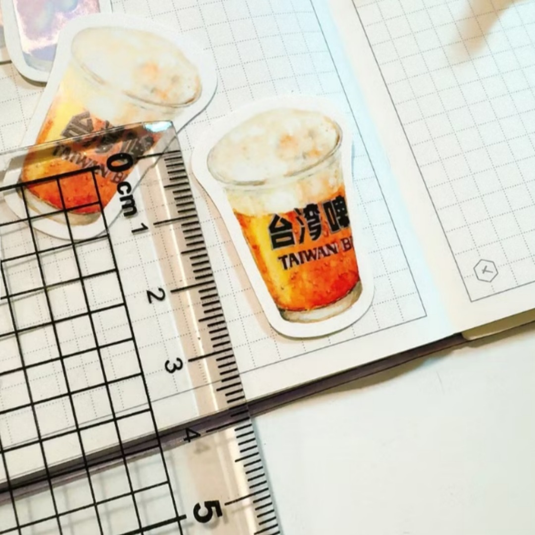 飲品 下午茶時光小貼紙組 珠光防水貼紙｜針線球 Yarnball 台灣