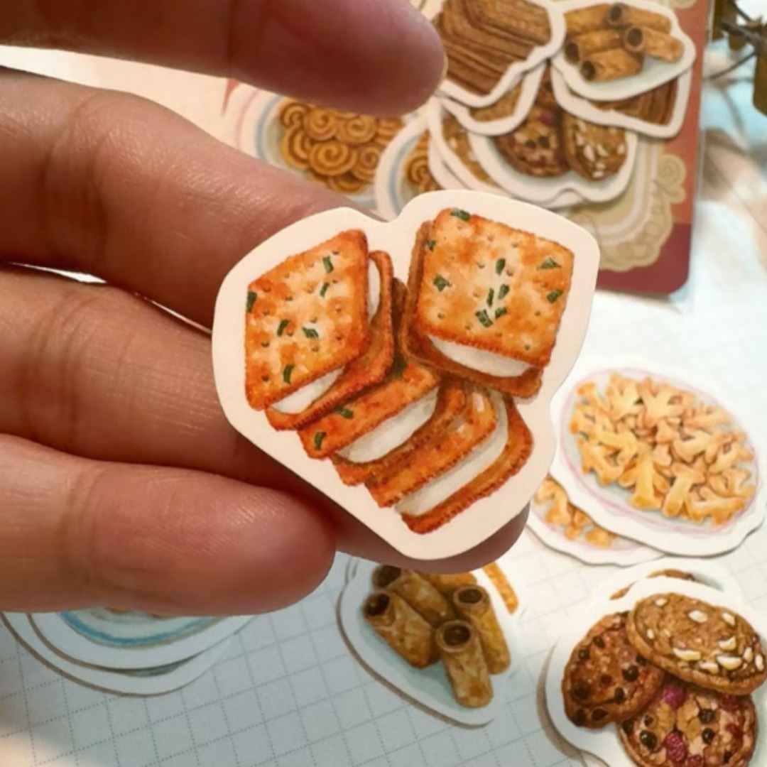 餅乾 下午茶時光小貼紙組 珠光防水貼紙｜針線球 Yarnball 台灣