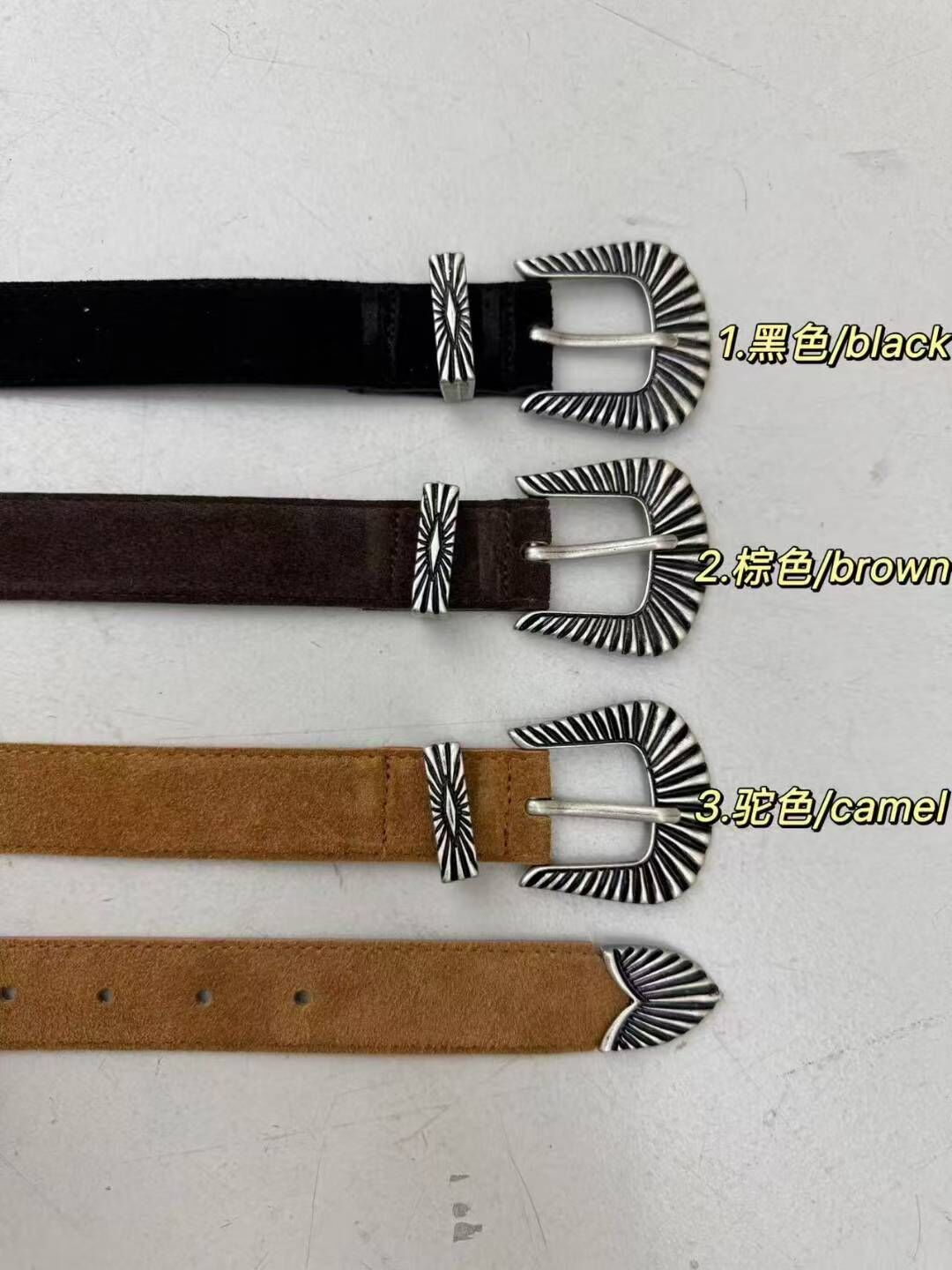 BT5124 花紋扣_義大利牛皮麂皮腰帶