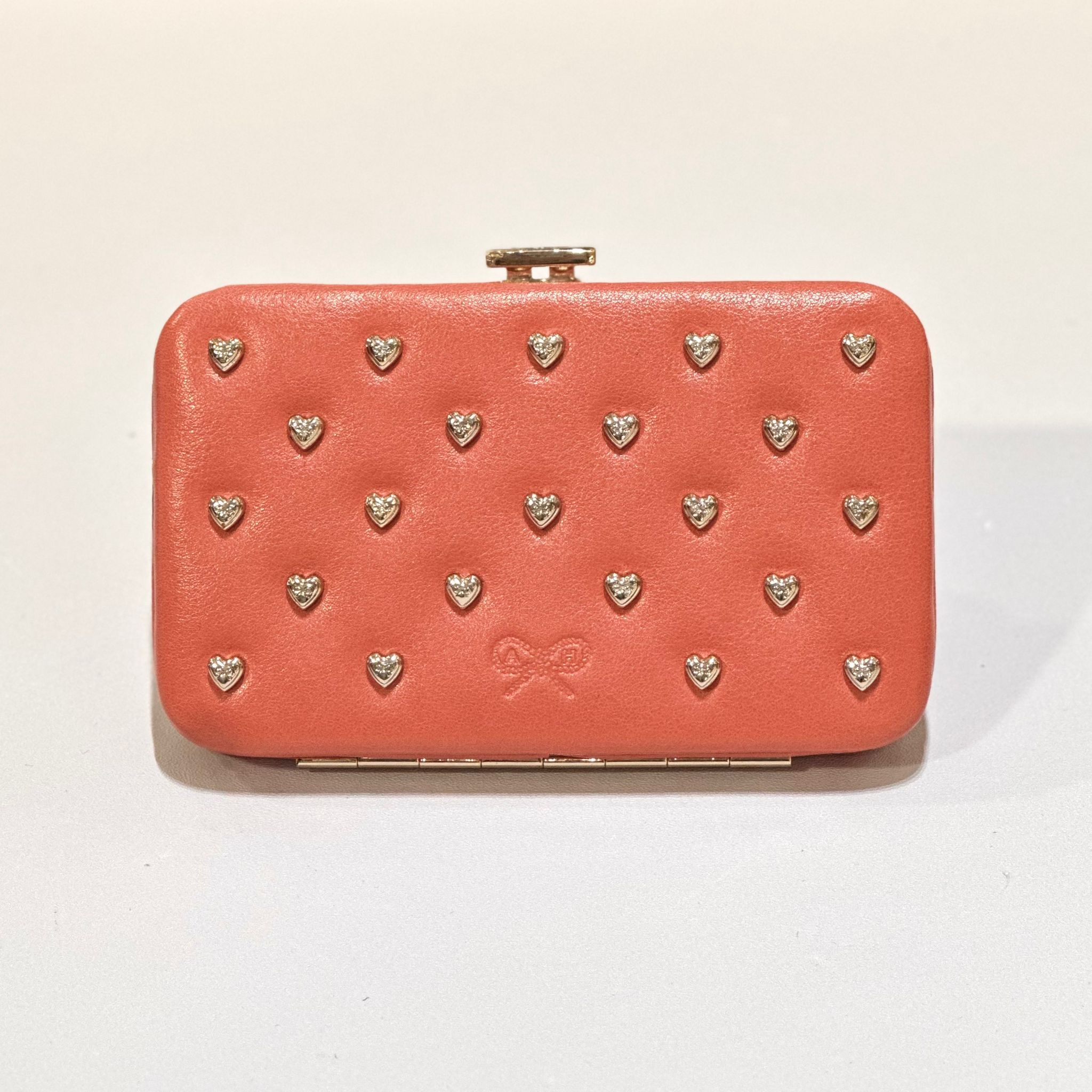 本週特價!!! 未使用品!!! ANYA HINDMARCH卡片套 粉色心形铆釘牛皮硬盒子 #兩年免費保養 #香榭站正品