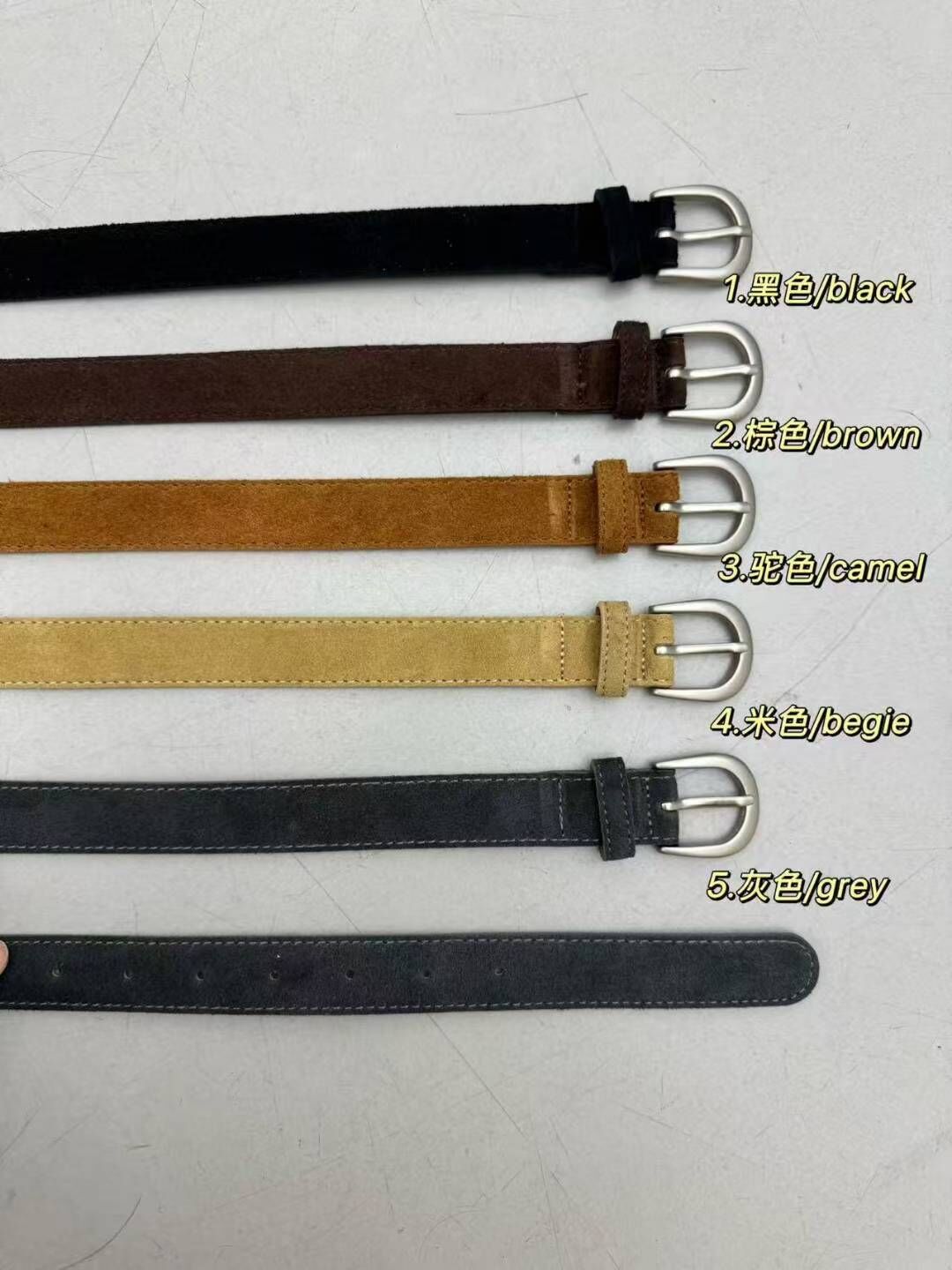 BT5125 義大利牛皮麂皮半圓霧面皮帶