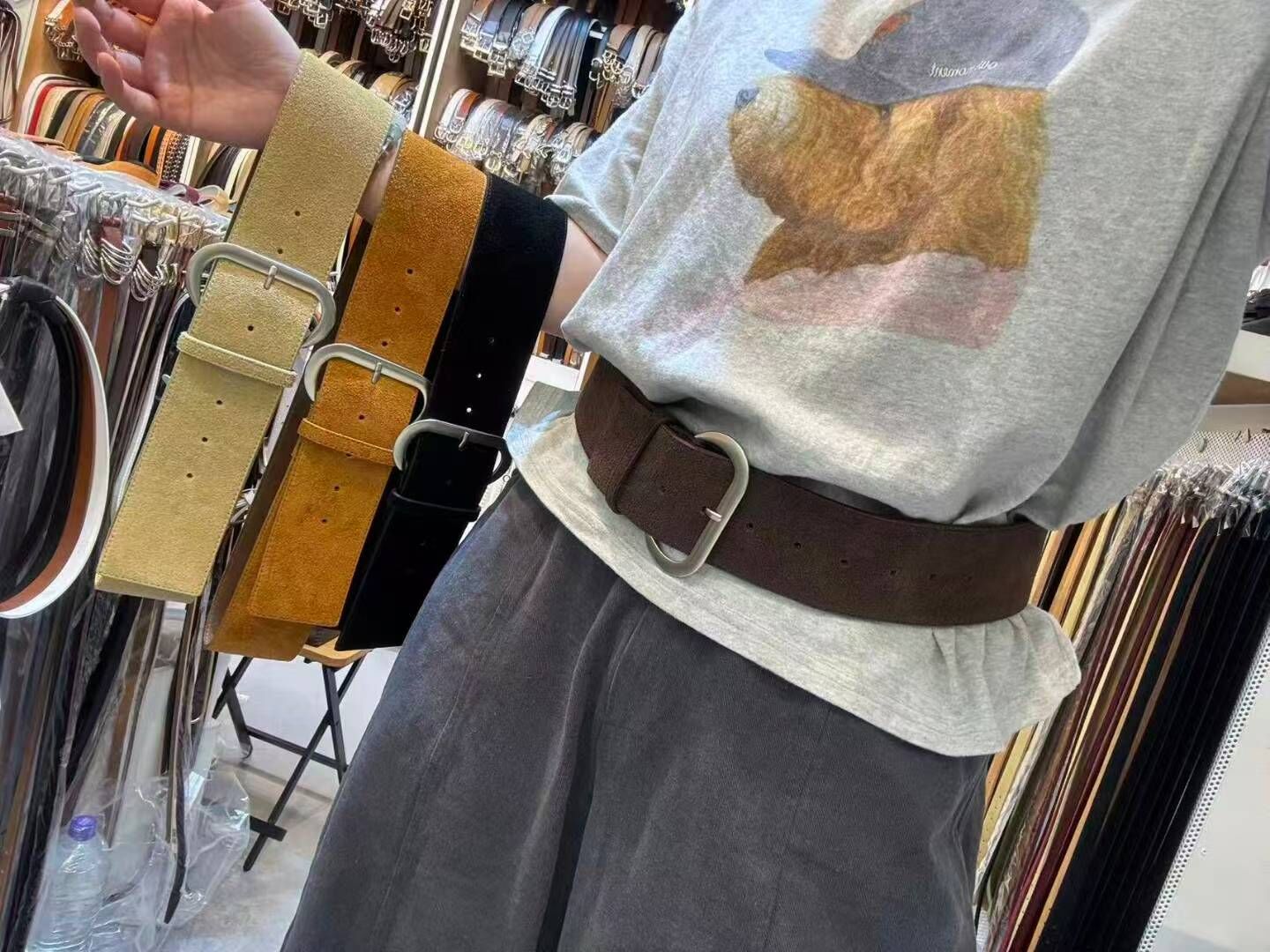 BT5131 義大利牛皮麂皮寬腰帶🔥