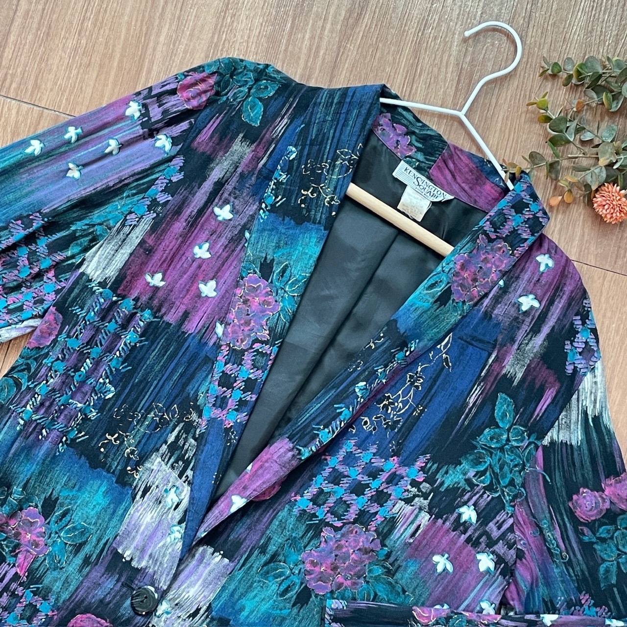 美國製油畫風夜幕花園長袖西裝外套