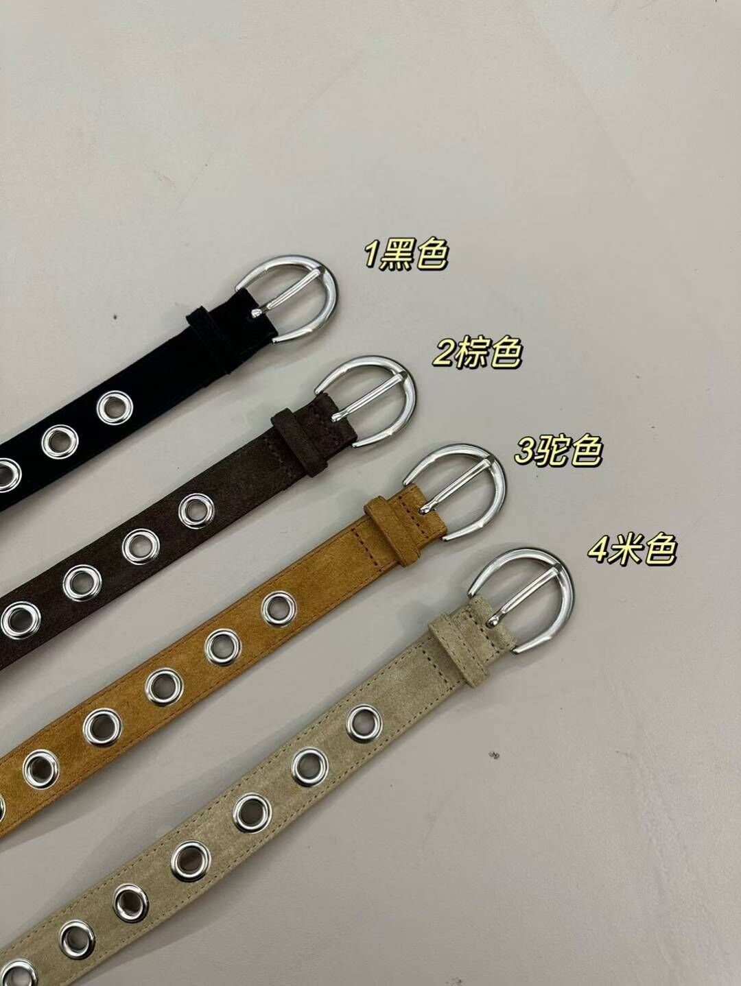 BT5132  義大利牛皮麂皮全孔皮帶