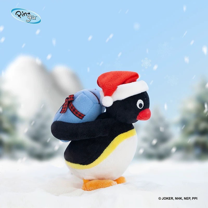 PINGU 企鵝家族 背禮物的PINGU 吊飾 玩偶