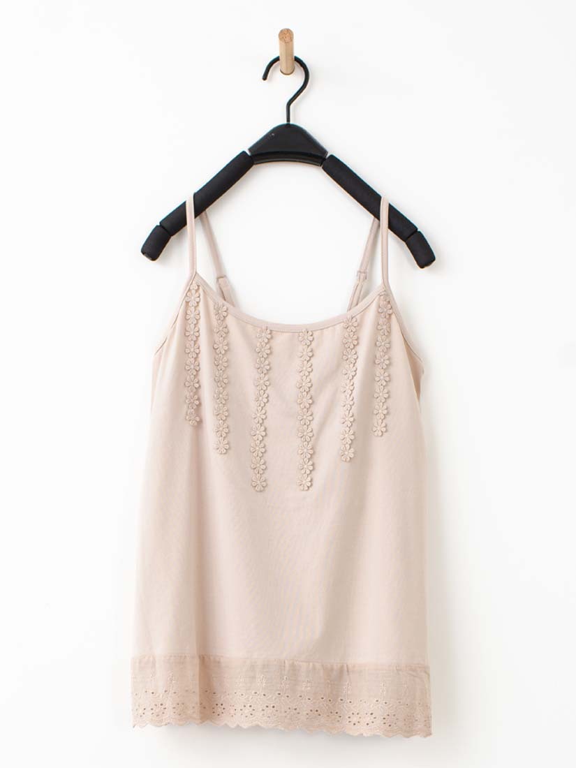 棉布蕾絲小花肩帶內搭背心