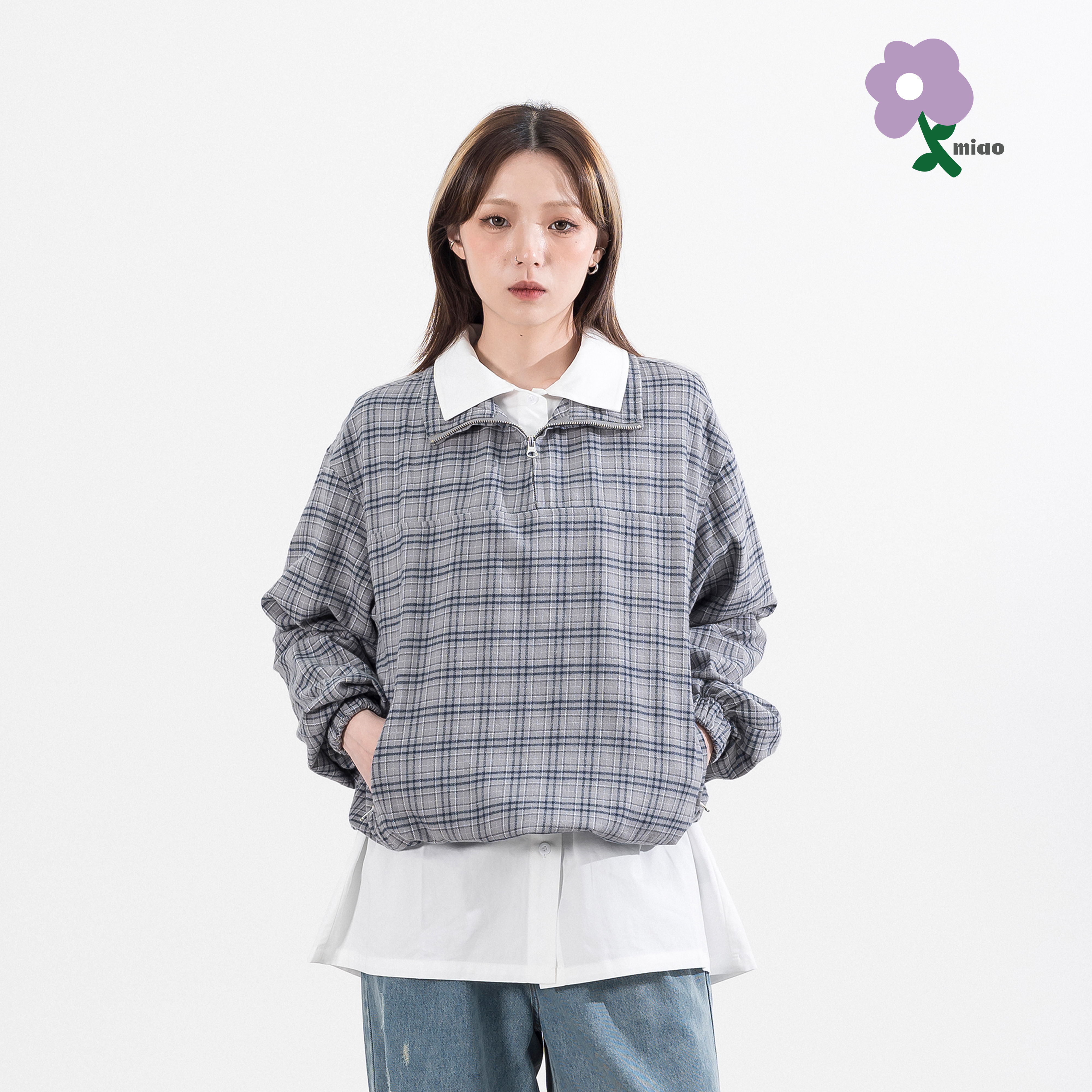 AGILITY MIAO Plaid Half-Zip Pullover 格紋 半拉鏈上衣 [M-HZ1]