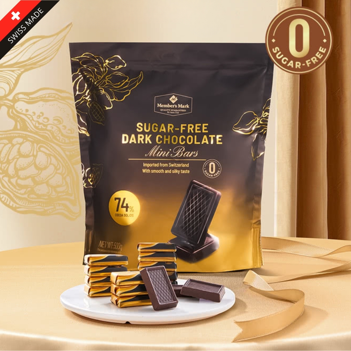 MM - 瑞士進口 無糖黑朱古力 (迷你排塊), 500g