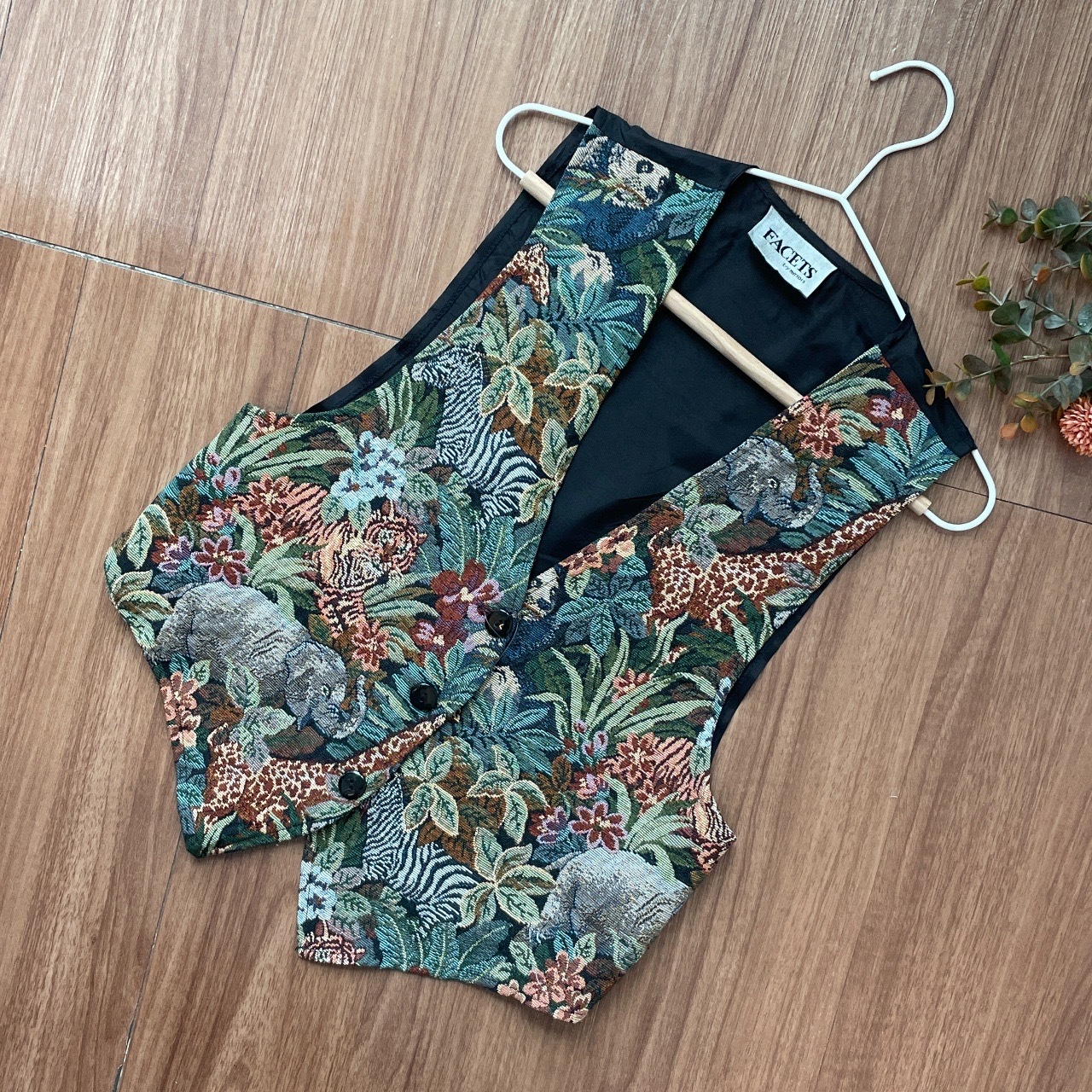 美國製動物叢林織花馬甲