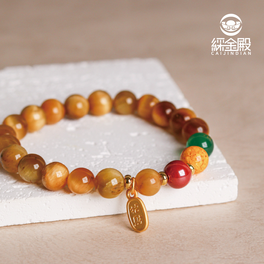 招財納福金曜石手珠｜財富｜好運｜日進斗金｜財源廣進｜手繩｜過爐加持【綵金殿】