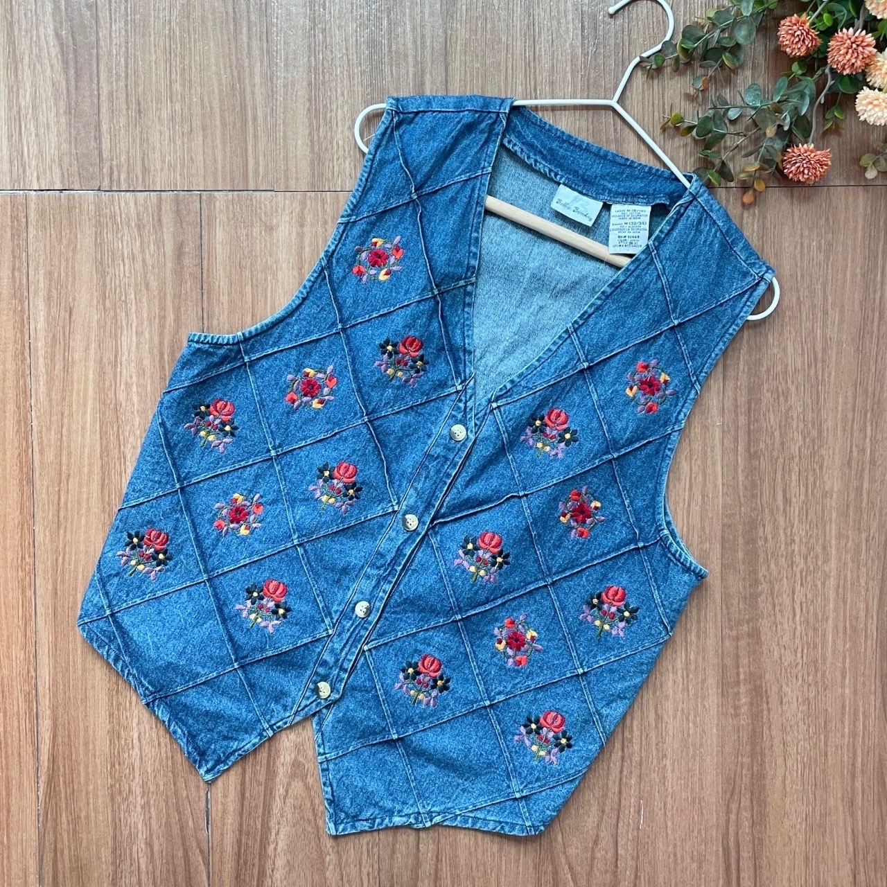 花卉刺繡牛仔馬甲