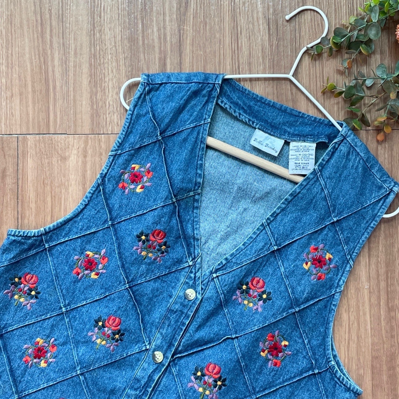 花卉刺繡牛仔馬甲